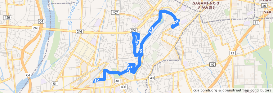 Mapa del recorrido 国分ルート de la línea  en Ebina.