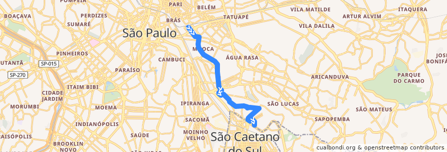 Mapa del recorrido 573A-10 Vila Alpina de la línea  en サンパウロ.