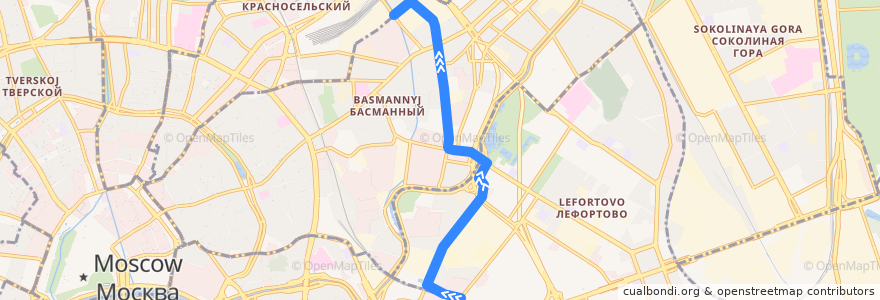 Mapa del recorrido Автобус 425: платформа Серп и Молот - Ольховская улица de la línea  en 莫斯科.