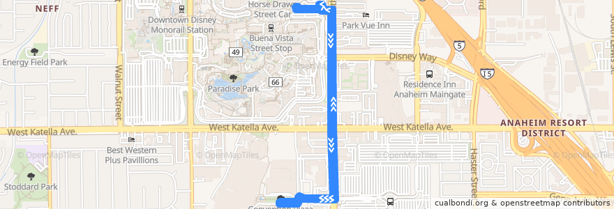 Mapa del recorrido ART Route 4 de la línea  en 安那翰.
