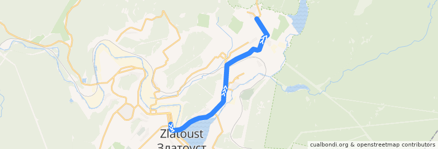 Mapa del recorrido Автобус №6: пл. III Интернационала - п. Пушкинский de la línea  en ズラトウスト管区.