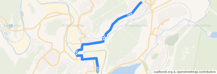 Mapa del recorrido Автобус №8: пл. III Интернационала - стадион "Локомотив" de la línea  en Zlatoust.