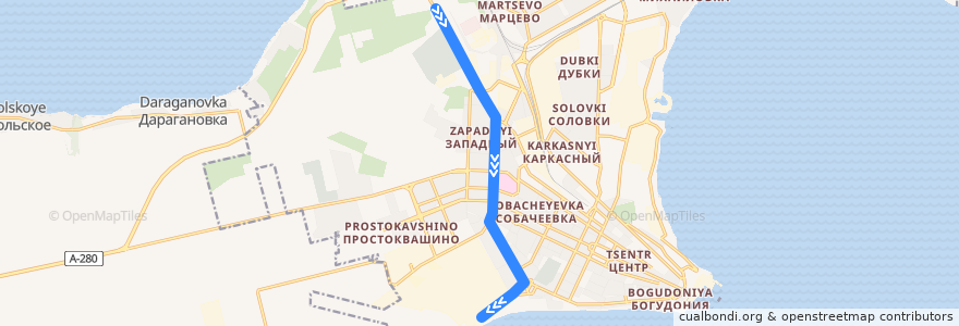 Mapa del recorrido Троллейбус 3 de la línea  en Taganrog City District.