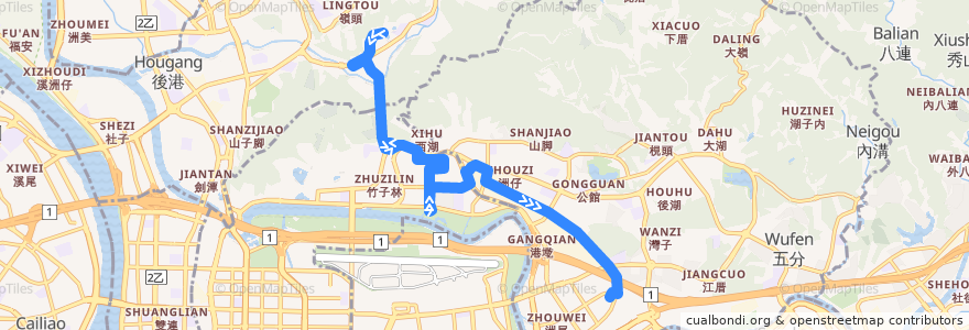 Mapa del recorrido 臺北市 棕20 (BR20) 內湖科技園區-故宮博物院 (返程) de la línea  en 臺北市.