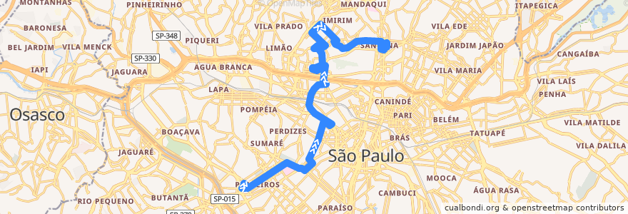 Mapa del recorrido 177H-21 Metrô Santana de la línea  en Сан-Паулу.