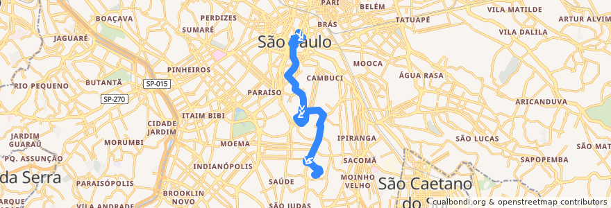 Mapa del recorrido 4114-10 Vila Gumercindo de la línea  en Сан-Паулу.