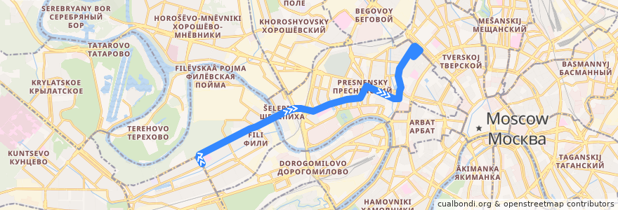 Mapa del recorrido Троллейбус 66: Метро «Филёвский парк» => Тишинская площадь de la línea  en Москва.