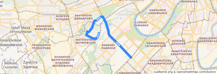 Mapa del recorrido Автобус 260: Матвеевское - метро "Университет" de la línea  en 西行政区.