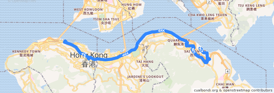 Mapa del recorrido Bus 720 (Grand Promenade → Central (Macau Ferry)) (2) de la línea  en Гонконг (остров).