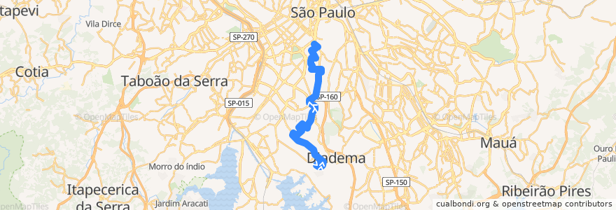 Mapa del recorrido 577T-10 Metrô Ana Rosa de la línea  en ساو باولو.