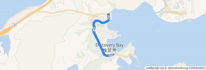 Mapa del recorrido 9 -愉景灣碼頭廣場 - 海澄湖畔一段 (循環線) Discovery Bay Ferry Pier Plaza - Siena One (Circular Route) de la línea  en Островной район.