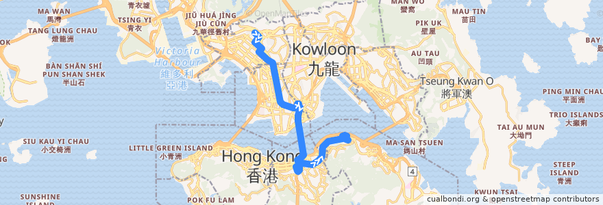Mapa del recorrido Cross-harbour Bus 112 (So Uk → North Point (Pak Fuk Road)) de la línea  en 香港.