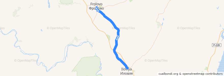Mapa del recorrido Волгоград-Москва de la línea  en Oblast de Volgogrado.