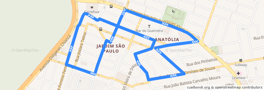 Mapa del recorrido I006 - Anatólia de la línea  en 주앙페소아.