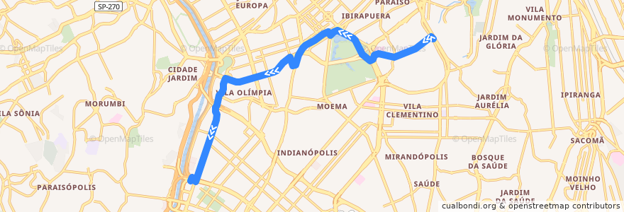 Mapa del recorrido 709A-10 Metrô Ana Rosa de la línea  en 상파울루.