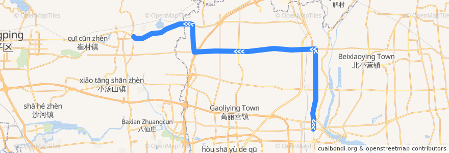 Mapa del recorrido Bus 856: 顺义南彩汽车站 => 兴寿站 de la línea  en Shunyi District.