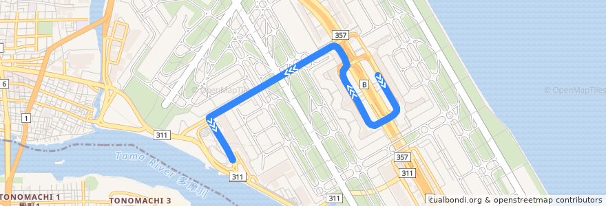 Mapa del recorrido ターミナル間無料連絡バス 国内線⇔国際線間バス de la línea  en 大田区.