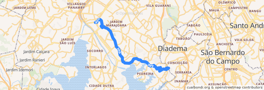 Mapa del recorrido 546T-10 Vila Guacuri de la línea  en Sao Paulo.