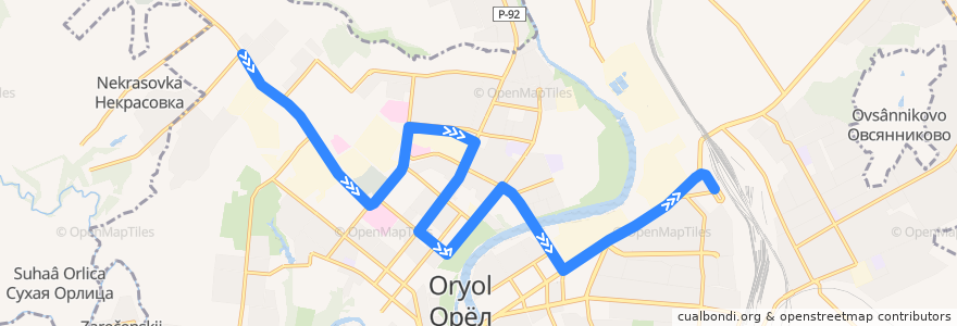 Mapa del recorrido Троллейбус №5: Технический университет - Вокзал de la línea  en Oriol.