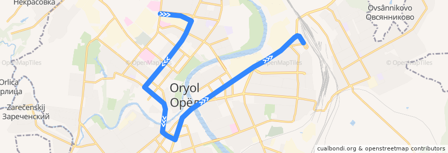 Mapa del recorrido Троллейбус №3: "Больница им. Семашко - Вокзал" de la línea  en Oryol.