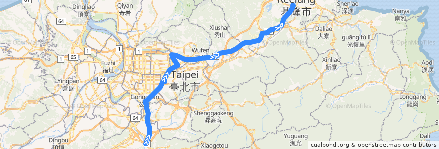 Mapa del recorrido 1551 福和客運 基隆-新店 (返程) de la línea  en Taiwan maritime boundary.