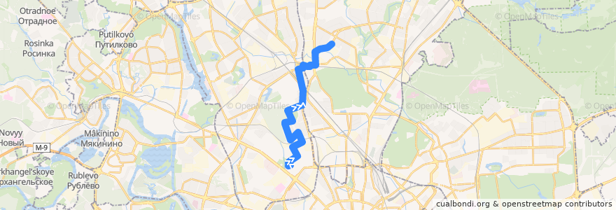 Mapa del recorrido Автобус 692: Метро «Динамо» => Микрорайон 4 «Д» Отрадного de la línea  en Moscou.