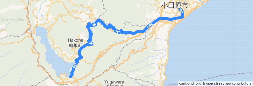 Mapa del recorrido 箱根町線 de la línea  en 神奈川縣.