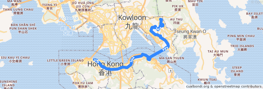 Mapa del recorrido Bus 619 (Central (Macau Ferry) - Shun Lee Estate) de la línea  en 홍콩.
