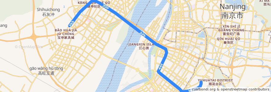Mapa del recorrido 南京地铁10号线: 雨山路 => 安德门 de la línea  en Nanchino.