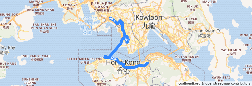 Mapa del recorrido Bus 914 (Hoi Lai Estate → Tin Hau Station) de la línea  en 香港.