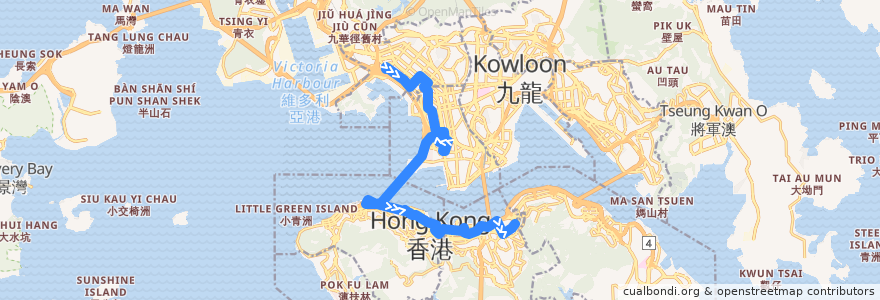 Mapa del recorrido Bus 914X (Hoi Lai Estate → Tin Hau Station) de la línea  en 香港.