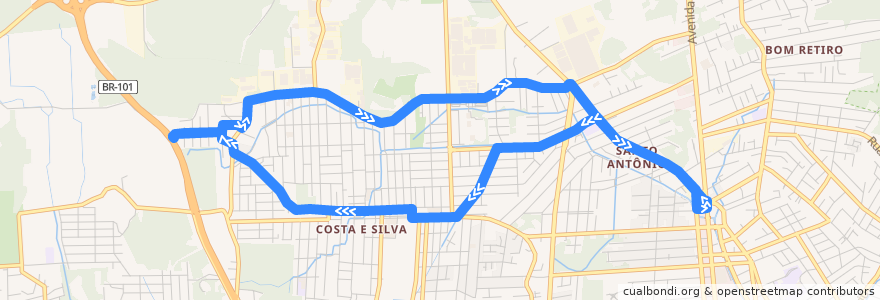 Mapa del recorrido Circular Rui Barbosa de la línea  en 조인빌리.