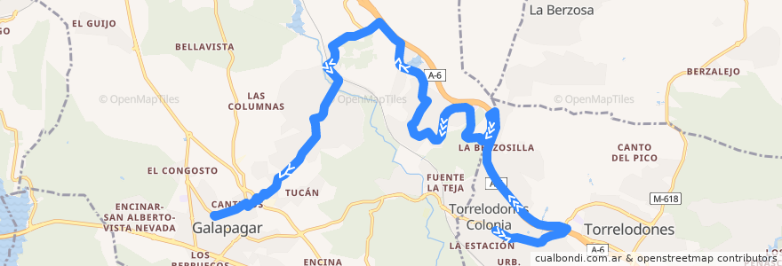 Mapa del recorrido Bus 635b: Torrelodones (Colonia) → La Navata → Galapagar de la línea  en Communauté de Madrid.