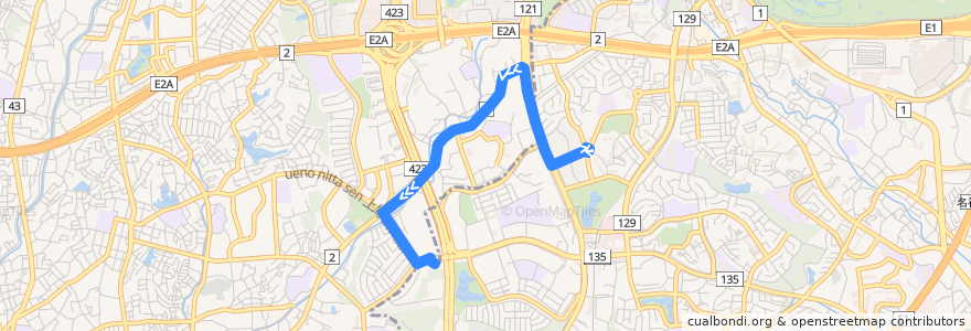 Mapa del recorrido 60: 津雲台センター前～桃山台駅前 de la línea  en أوساكا.