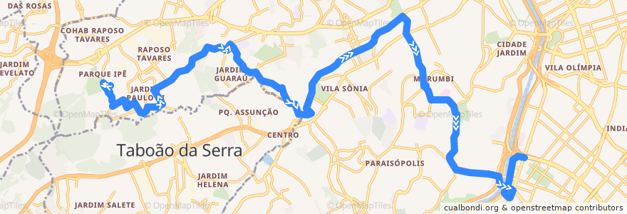 Mapa del recorrido 756A-10 E. T. Águas Espraiadas de la línea  en São Paulo.