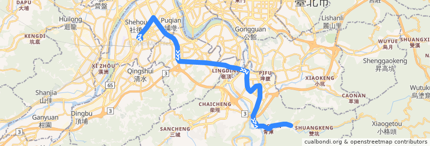 Mapa del recorrido 新北市 930 板橋-大崎腳 (返程) de la línea  en تايبيه الجديدة.