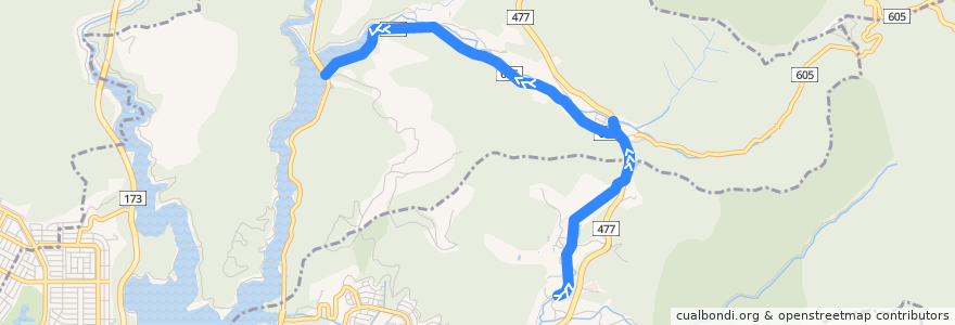 Mapa del recorrido 黒川ダリヤ園→妙見口駅 de la línea  en 일본.