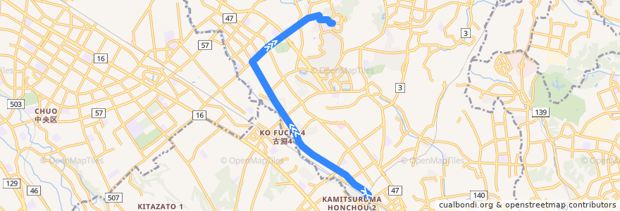 Mapa del recorrido 町田33系統 de la línea  en Machida.