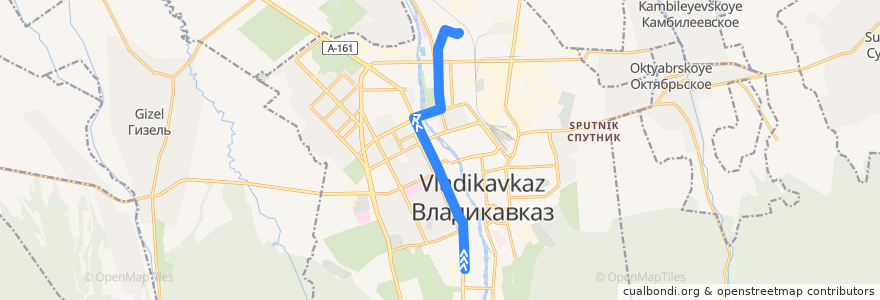 Mapa del recorrido Трамвайный маршрут №2 (обратное направление) de la línea  en Stadtkreis Wladikawkas.