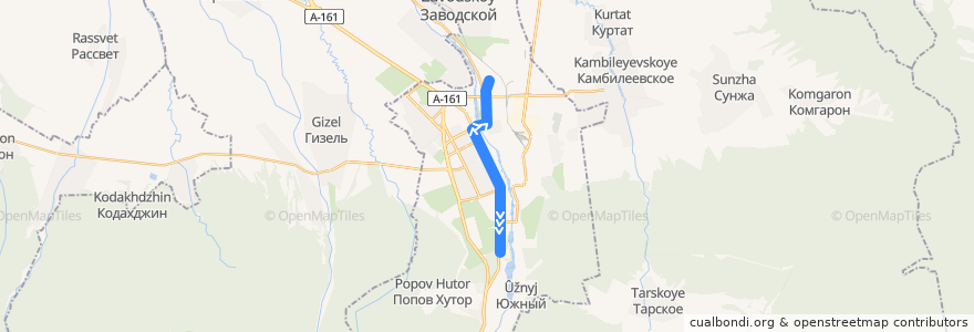 Mapa del recorrido Трамвайный маршрут №5 (обратное направление) de la línea  en Stadtkreis Wladikawkas.
