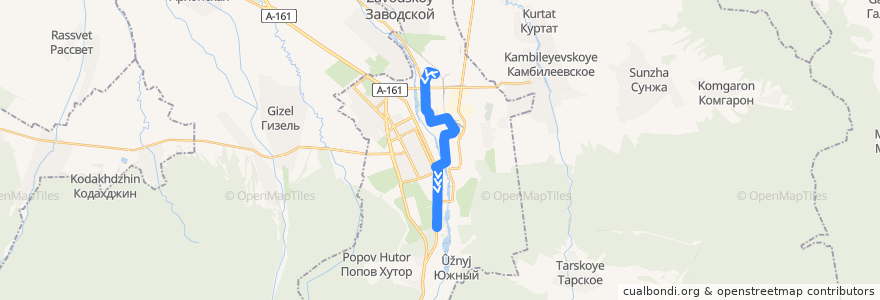 Mapa del recorrido Трамвайный маршрут №5 (прямое направление) de la línea  en Stadtkreis Wladikawkas.