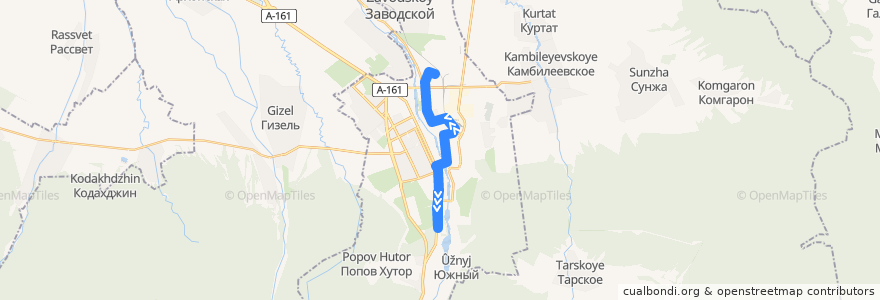 Mapa del recorrido Трамвайный маршрут №9 (обратное направление) de la línea  en Stadtkreis Wladikawkas.
