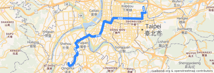 Mapa del recorrido 臺北市 604 板橋-民生社區(返程) de la línea  en Nouveau Taipei.