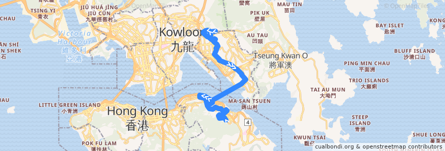 Mapa del recorrido Bus 606A (Choi Wan (Fung Shing Street) - Yiu Tung) de la línea  en 香港.