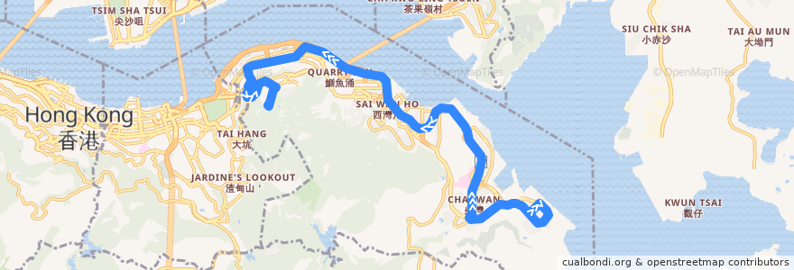 Mapa del recorrido 新巴81S線 NWFB 81S (富欣花園 Harmony Garden → 寶馬山 Braemar Hill) de la línea  en 香港 Hong Kong.