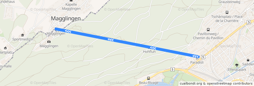 Mapa del recorrido FUNIC Magglingen de la línea  en Biel.