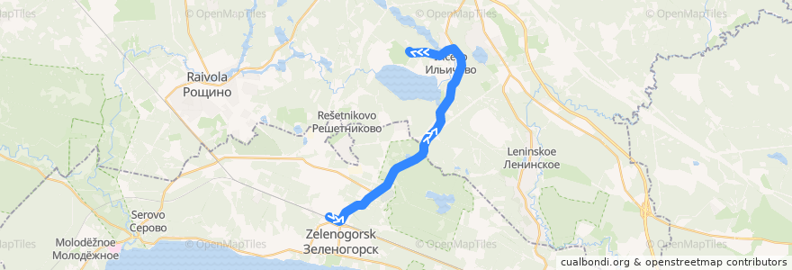 Mapa del recorrido Автобус № 552: Зеленогорск, вокзал => дом - музей В. И. Ленина de la línea  en Óblast de Leningrado.