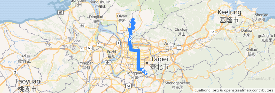 Mapa del recorrido 臺北市 685 麟光新村-天母 (往程) de la línea  en 臺北市.