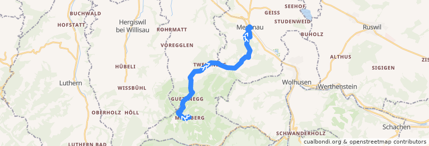 Mapa del recorrido Bus 261: Menzberg, Dorfplatz -> Menznau, Post de la línea  en Lucerne.
