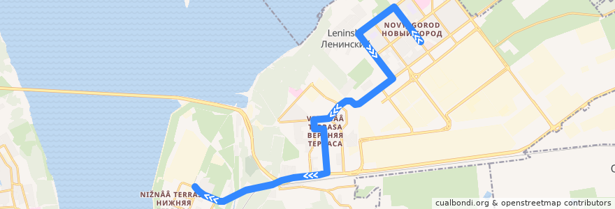 Mapa del recorrido Троллейбус №4а: Торговый центр — Краснопролетарская de la línea  en ウリヤノフスク管区.